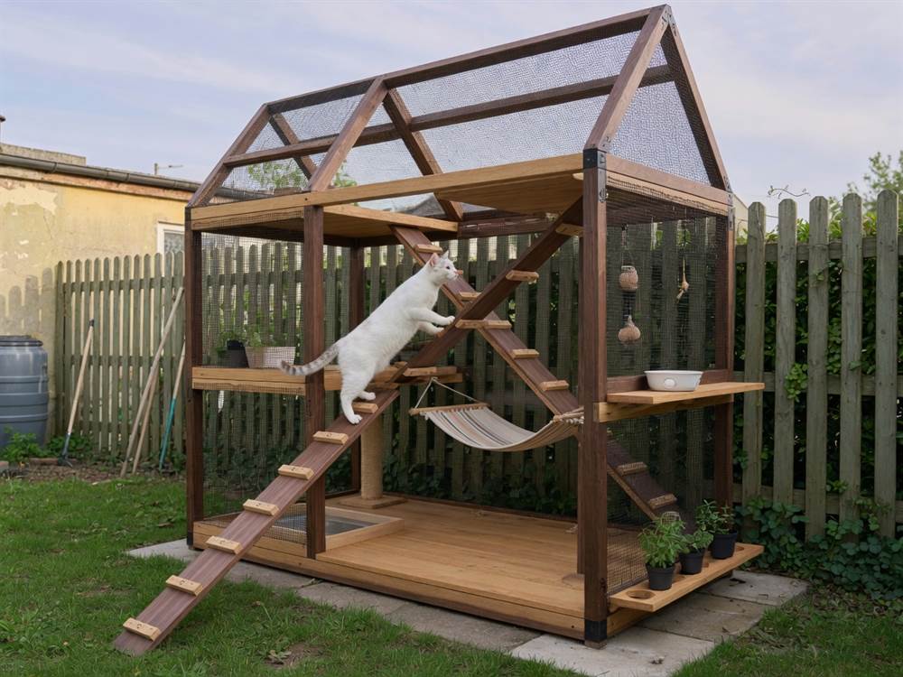 Többszintes kerti catio fa vázzal